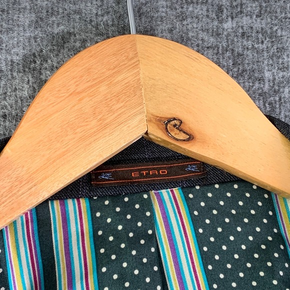 Etro Milano Blazer Jacket Men 44R Gray Windowpane Wool - Picture 8 of 16